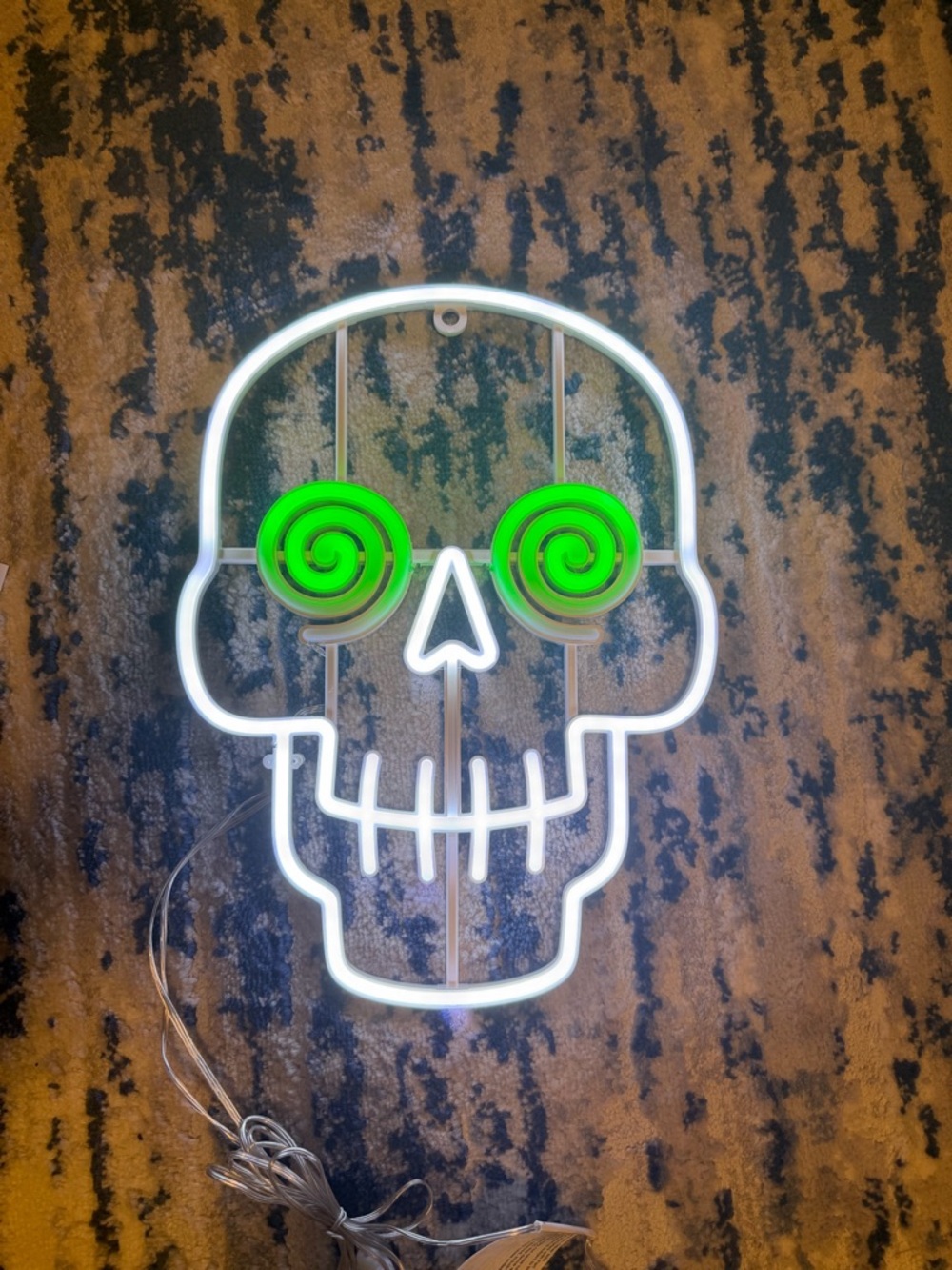 Halloween LED Lit Hanging Animated Neon Skeleton With Swirling Eyes - Hyde &EEK!